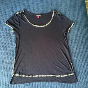 Vince Camuto Women's Small Navy Blue Top with Metallic Trim
